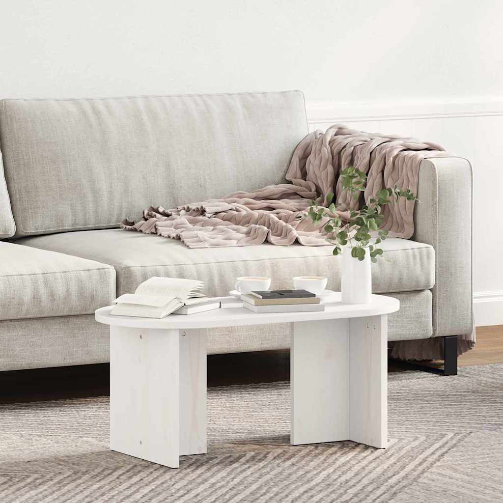 vidaXL Stolik kawowy Biały 80 x 39,5 x 35 cm Lite drewno sosnowe