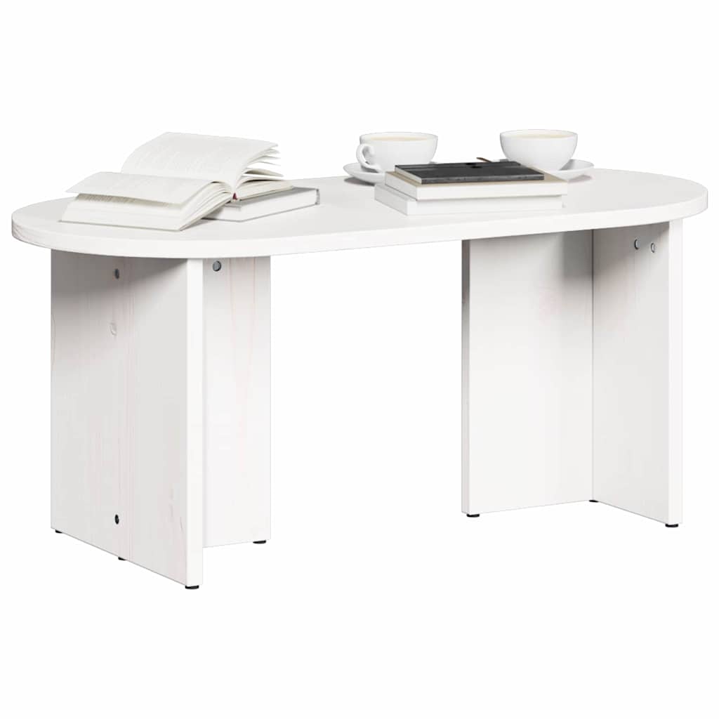 vidaXL Stolik kawowy Biały 80 x 39,5 x 35 cm Lite drewno sosnowe