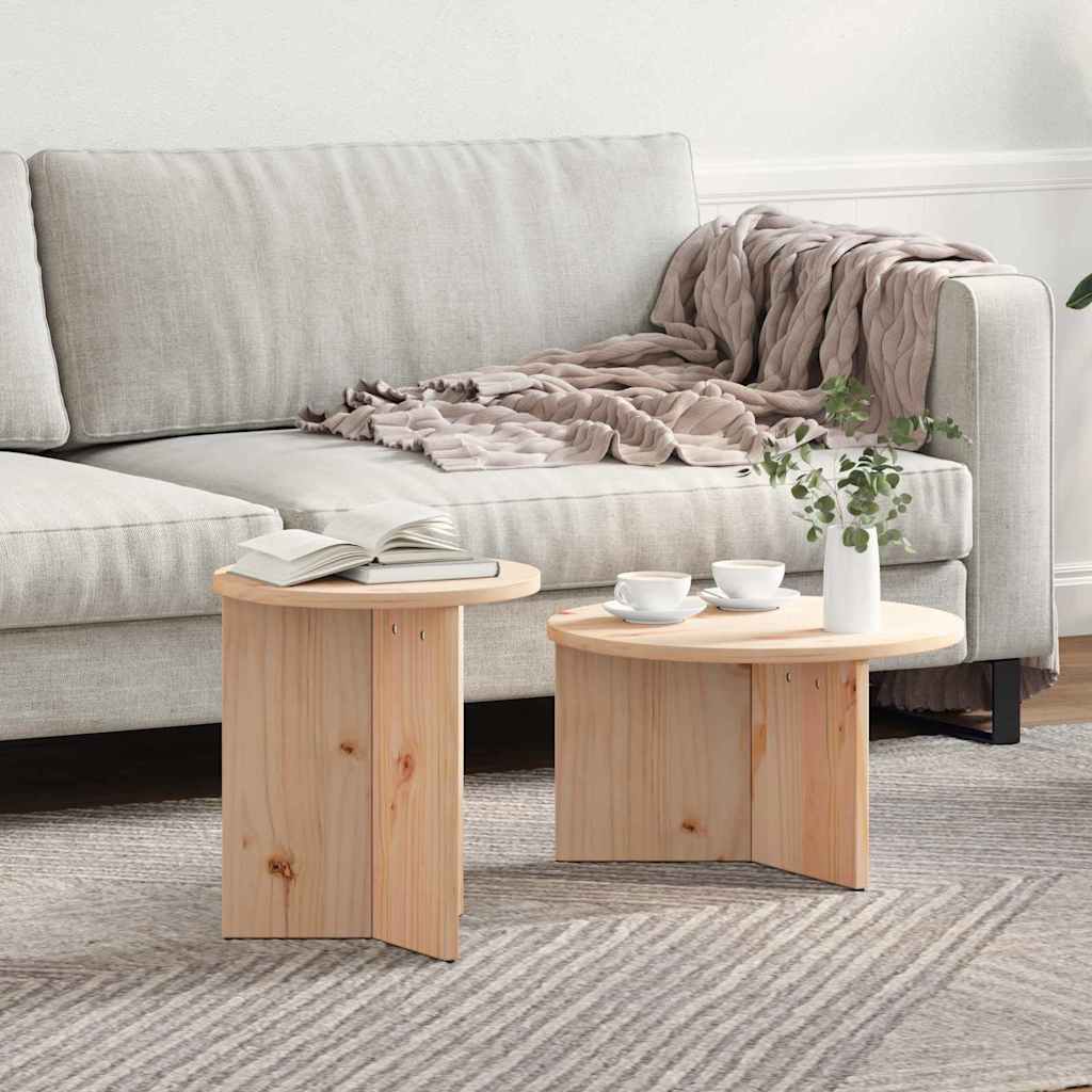 vidaXL Stolik kawowy 2 pcs Naturalny Lite drewno sosnowe