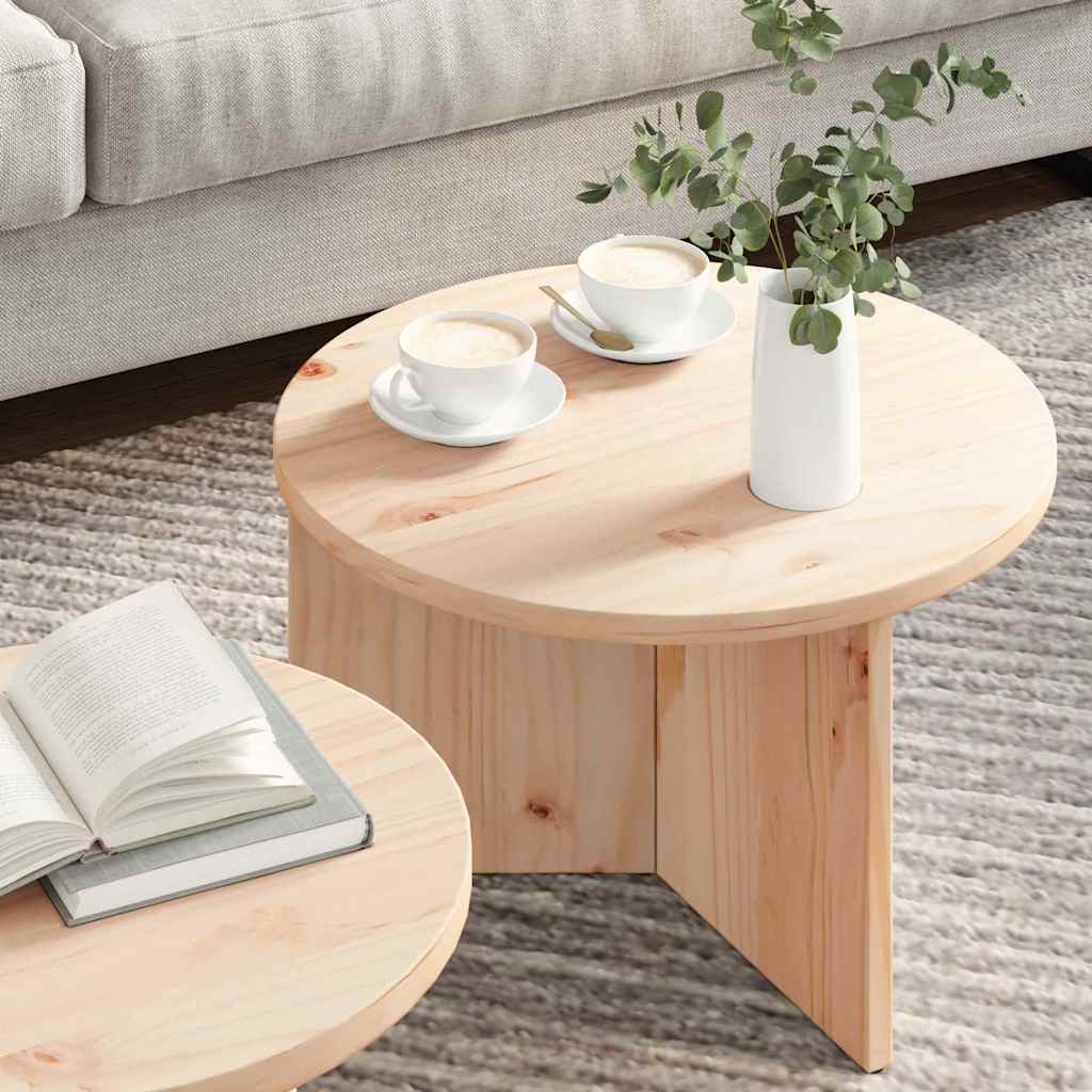 vidaXL Stolik kawowy 2 pcs Naturalny Lite drewno sosnowe