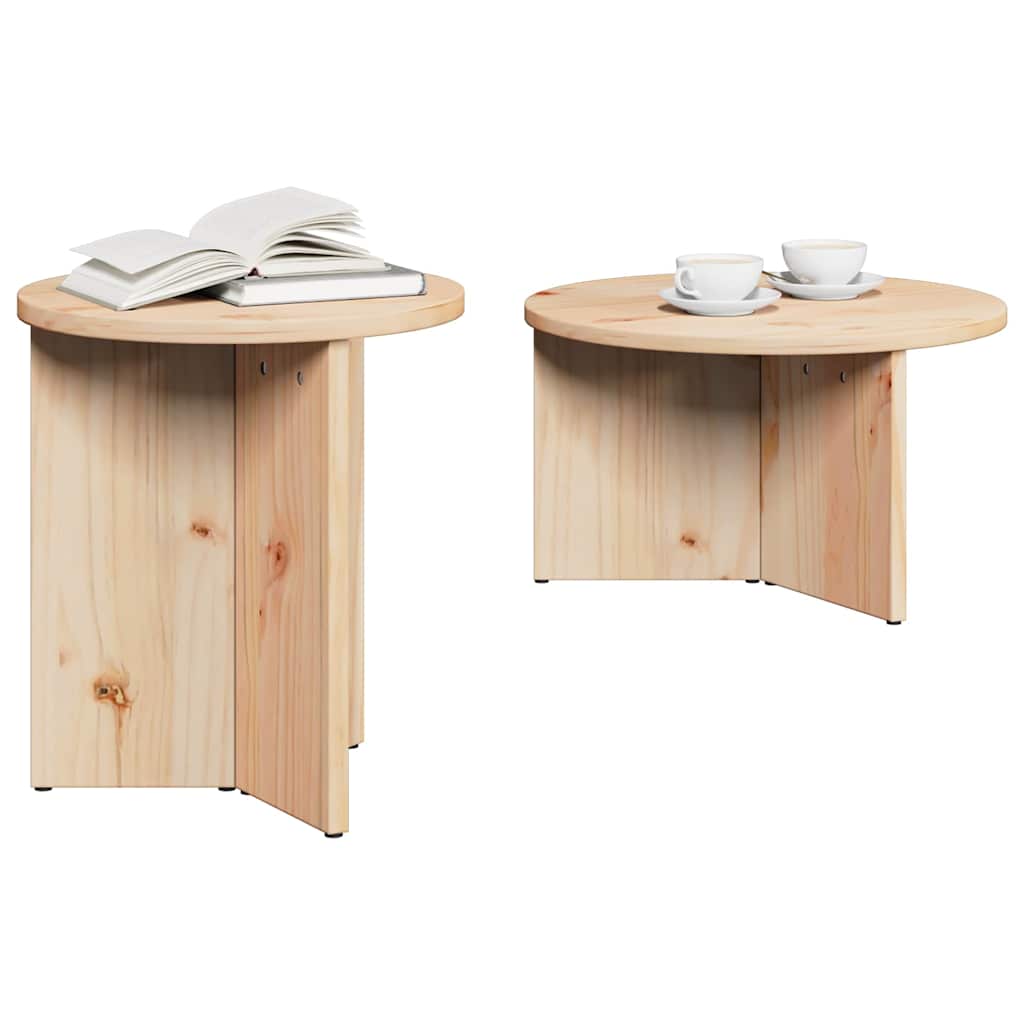 vidaXL Stolik kawowy 2 pcs Naturalny Lite drewno sosnowe