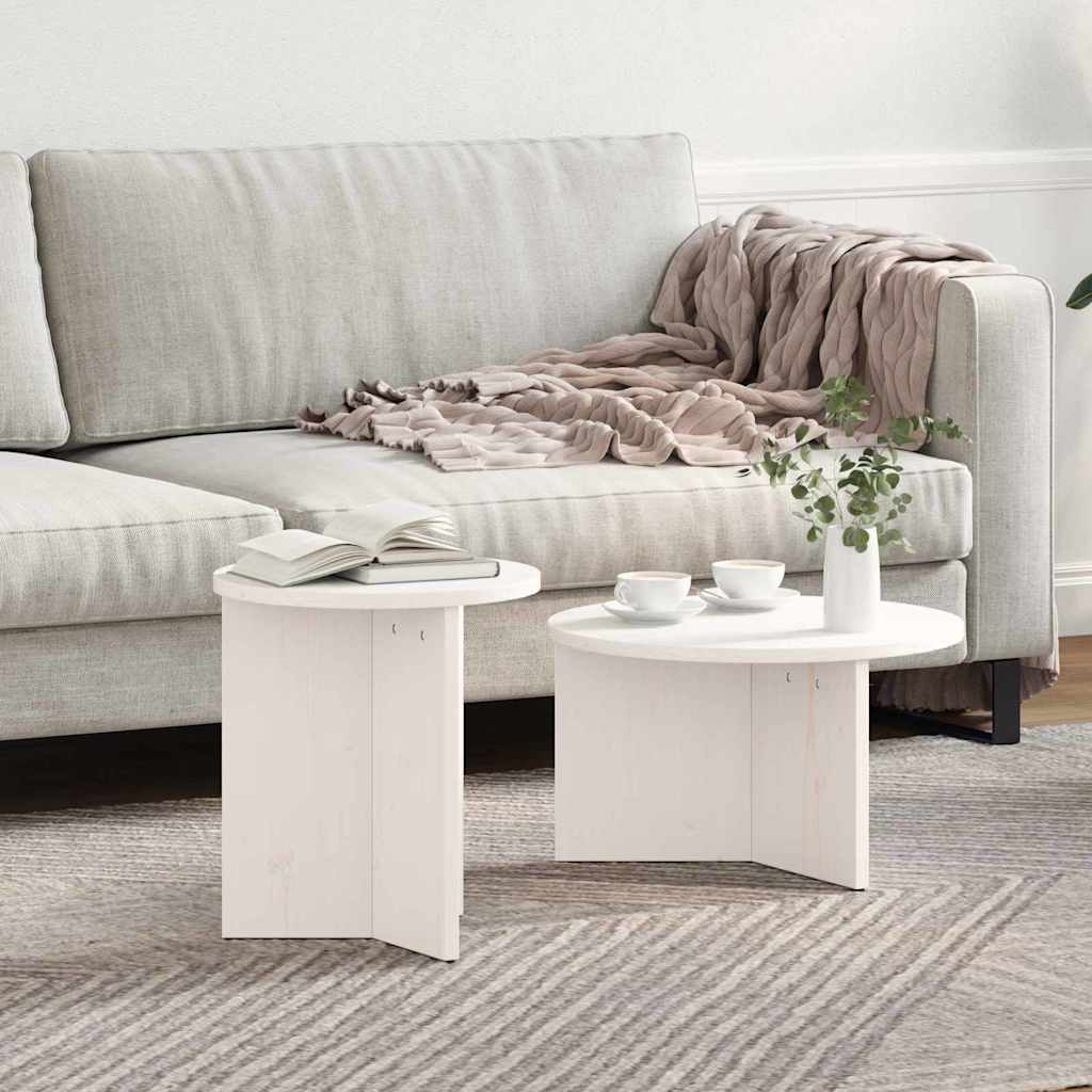 vidaXL Stolik kawowy 2 pcs Biały Lite drewno sosnowe