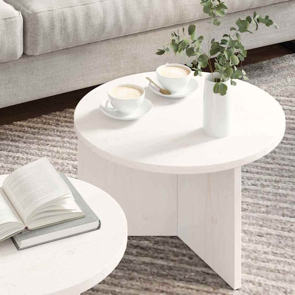 vidaXL Stolik kawowy 2 pcs Biały Lite drewno sosnowe