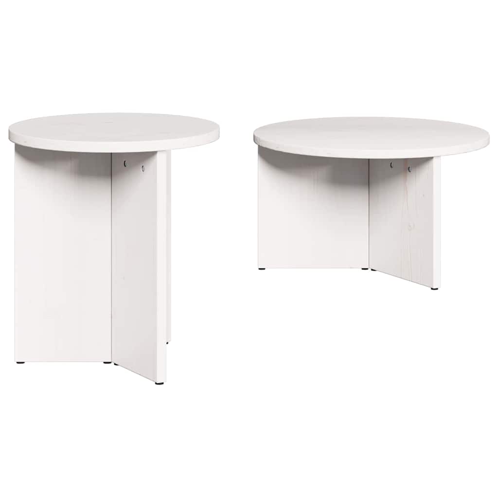 vidaXL Stolik kawowy 2 pcs Biały Lite drewno sosnowe