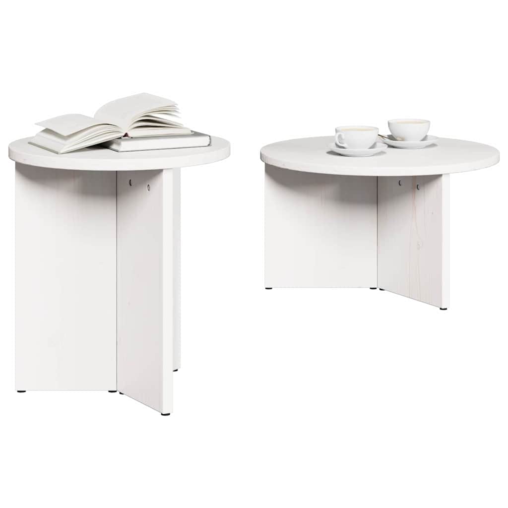 vidaXL Stolik kawowy 2 pcs Biały Lite drewno sosnowe