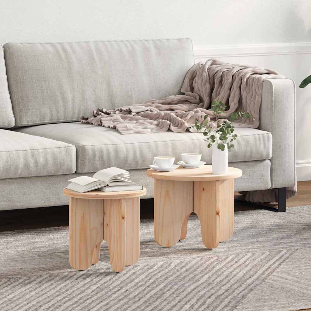 vidaXL Stolik kawowy 2 pcs Naturalny Lite drewno sosnowe