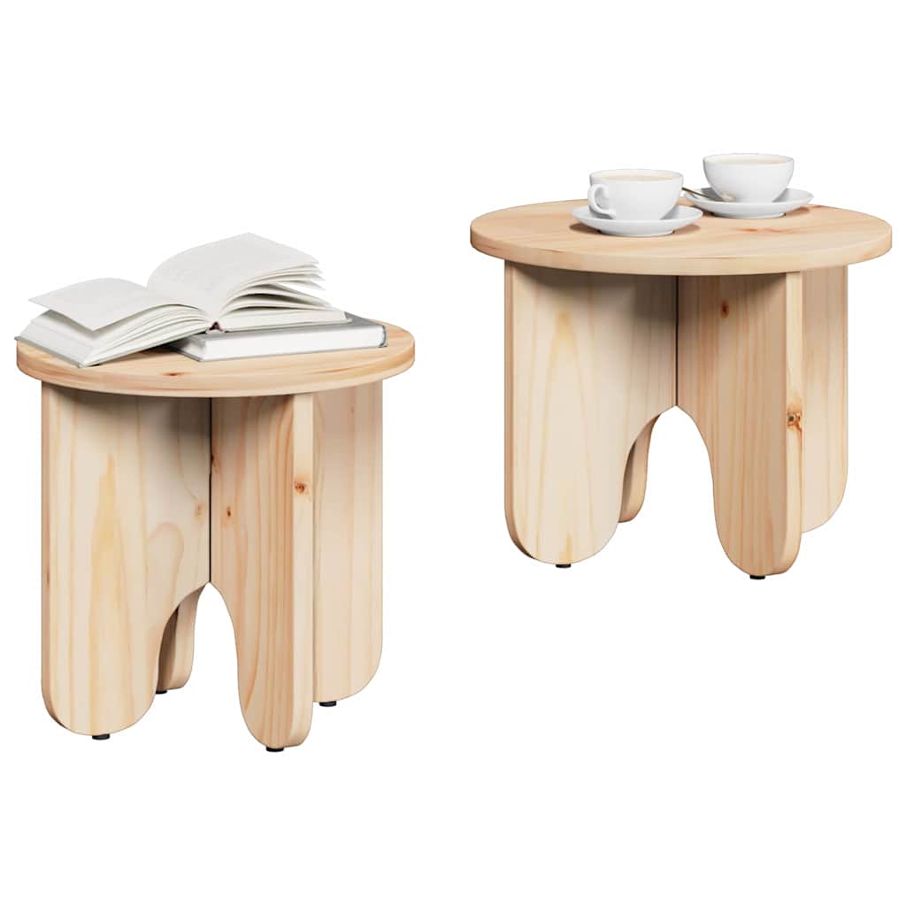 vidaXL Stolik kawowy 2 pcs Naturalny Lite drewno sosnowe
