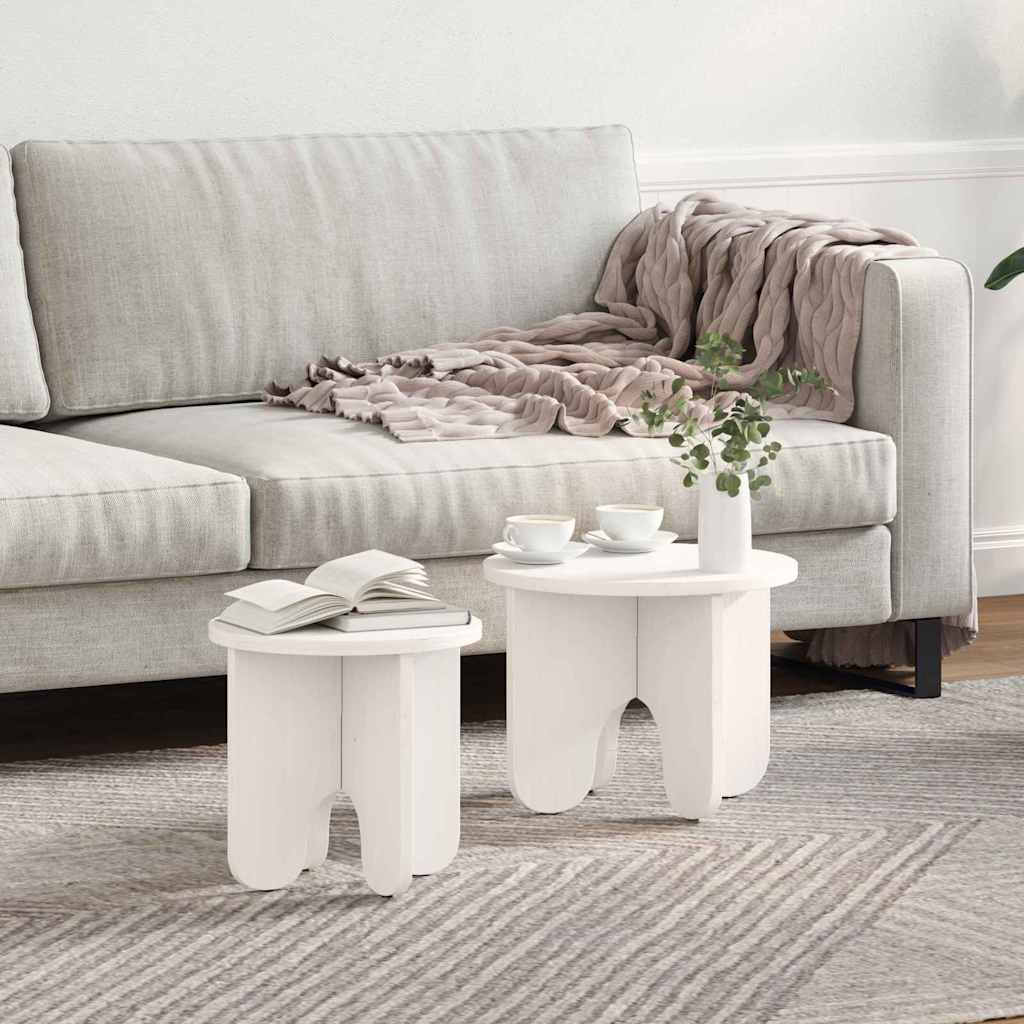 vidaXL Stolik kawowy 2 pcs Biały Lite drewno sosnowe