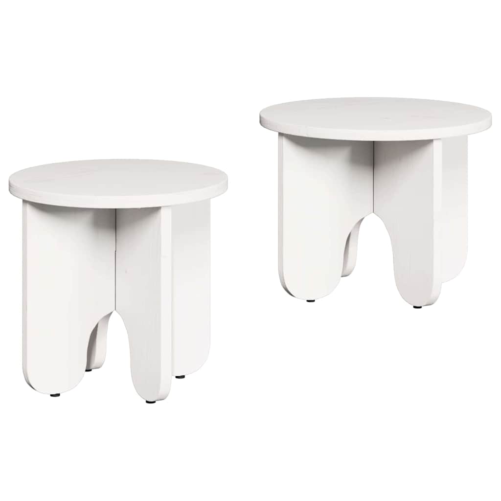 vidaXL Stolik kawowy 2 pcs Biały Lite drewno sosnowe