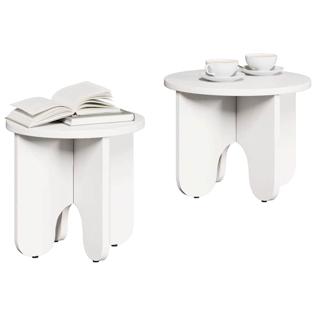 vidaXL Stolik kawowy 2 pcs Biały Lite drewno sosnowe