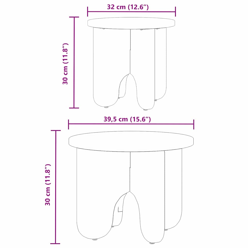 vidaXL Stolik kawowy 2 pcs Biały Lite drewno sosnowe