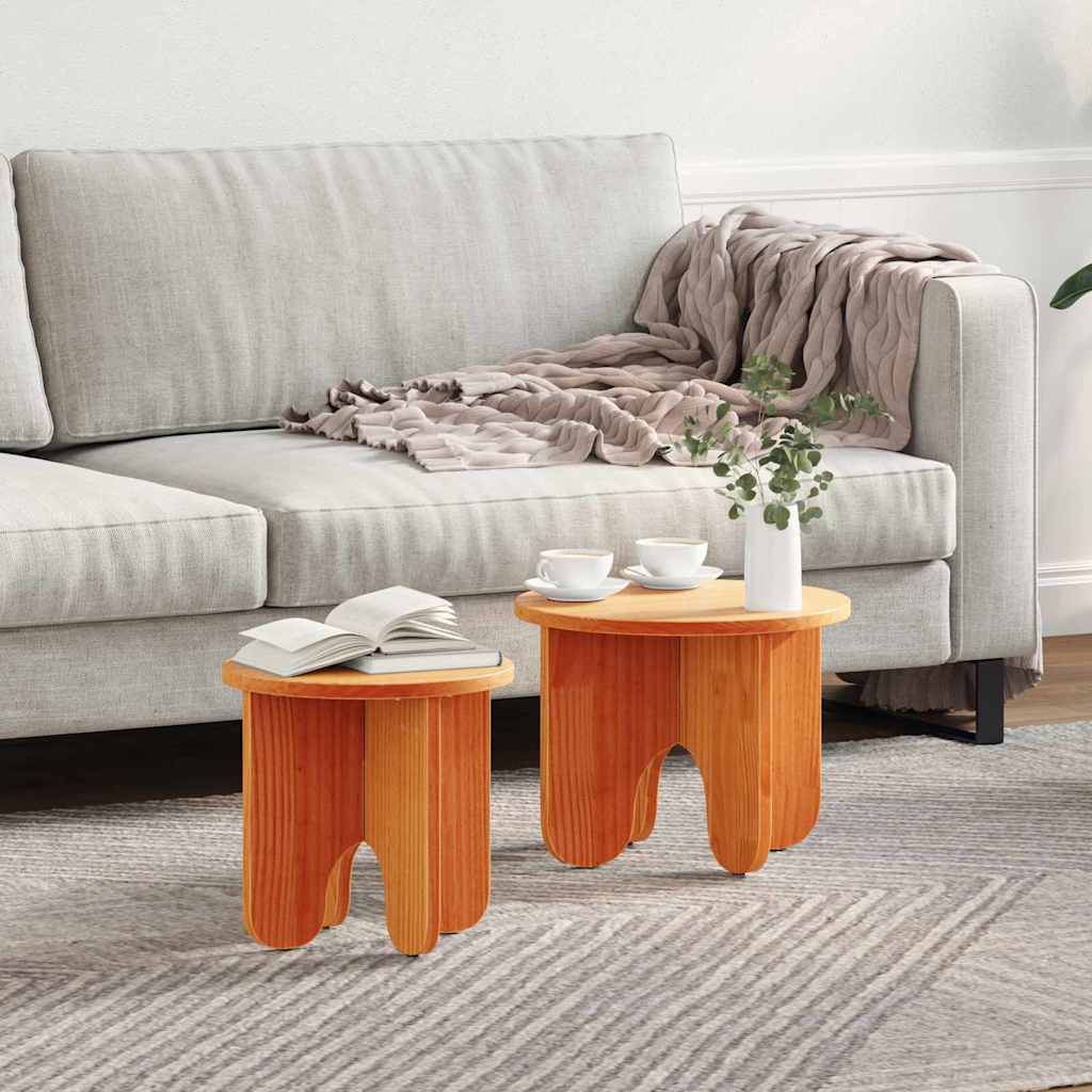 vidaXL Stolik kawowy 2 pcs Woskowy Brąz Lite drewno sosnowe