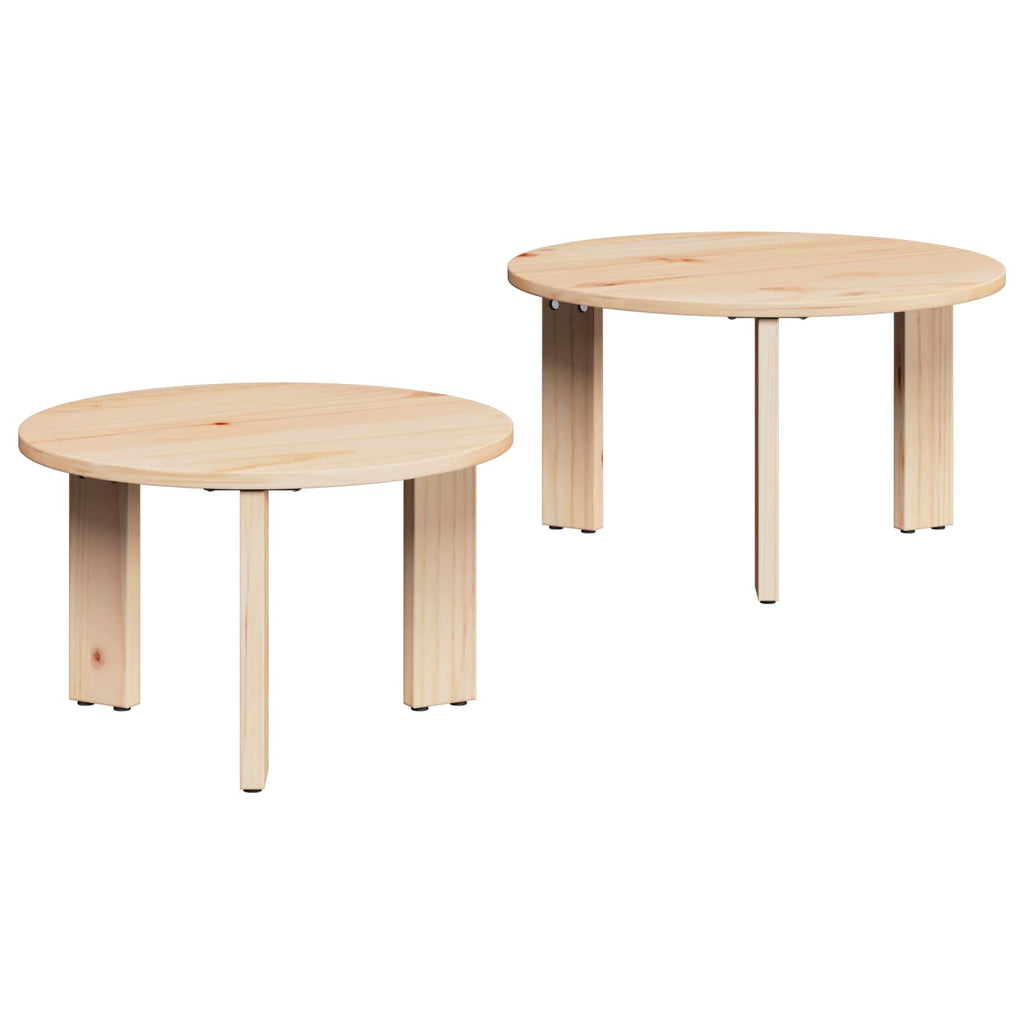 vidaXL Stolik kawowy 2 pcs Naturalny Lite drewno sosnowe