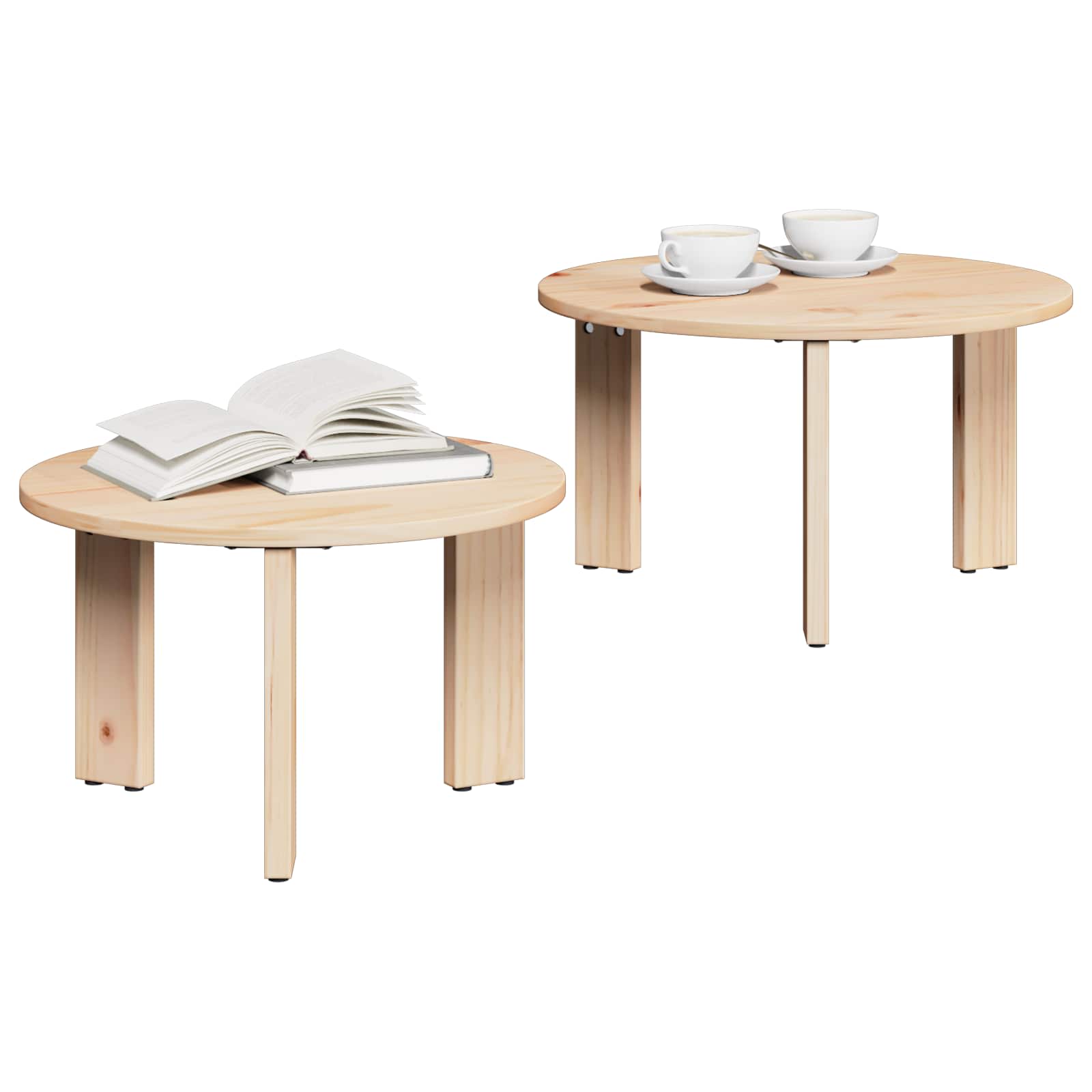 vidaXL Stolik kawowy 2 pcs Naturalny Lite drewno sosnowe