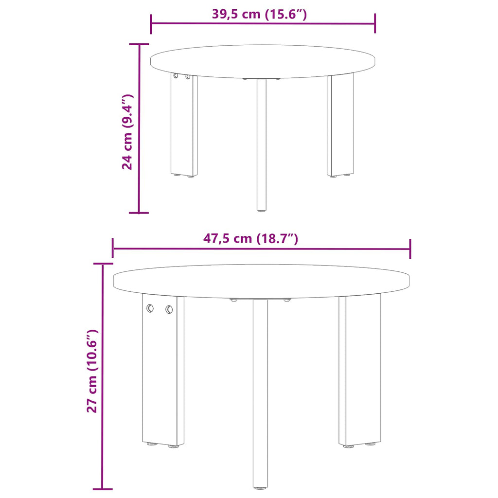 vidaXL Stolik kawowy 2 pcs Naturalny Lite drewno sosnowe