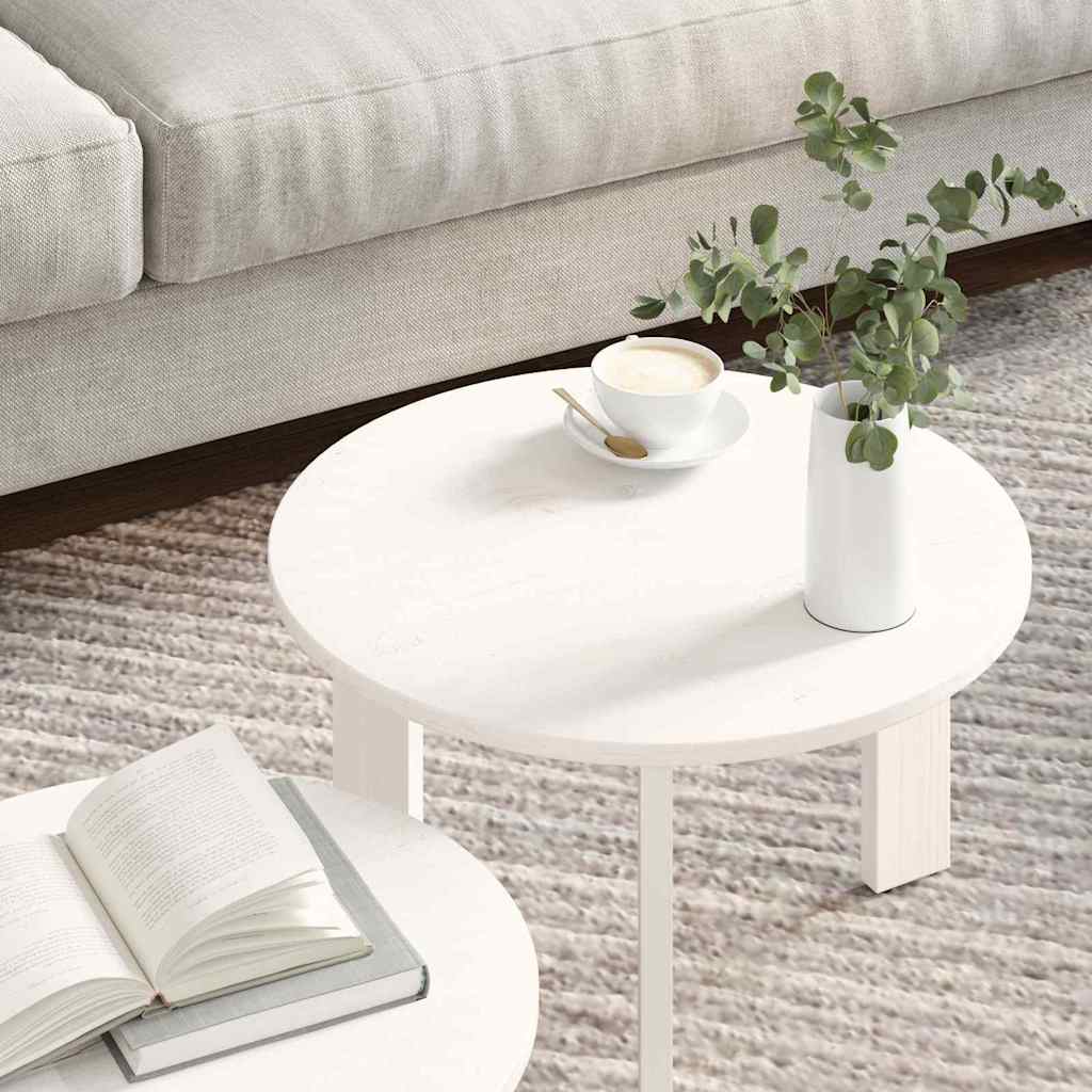 vidaXL Stolik kawowy 2 pcs Biały Lite drewno sosnowe