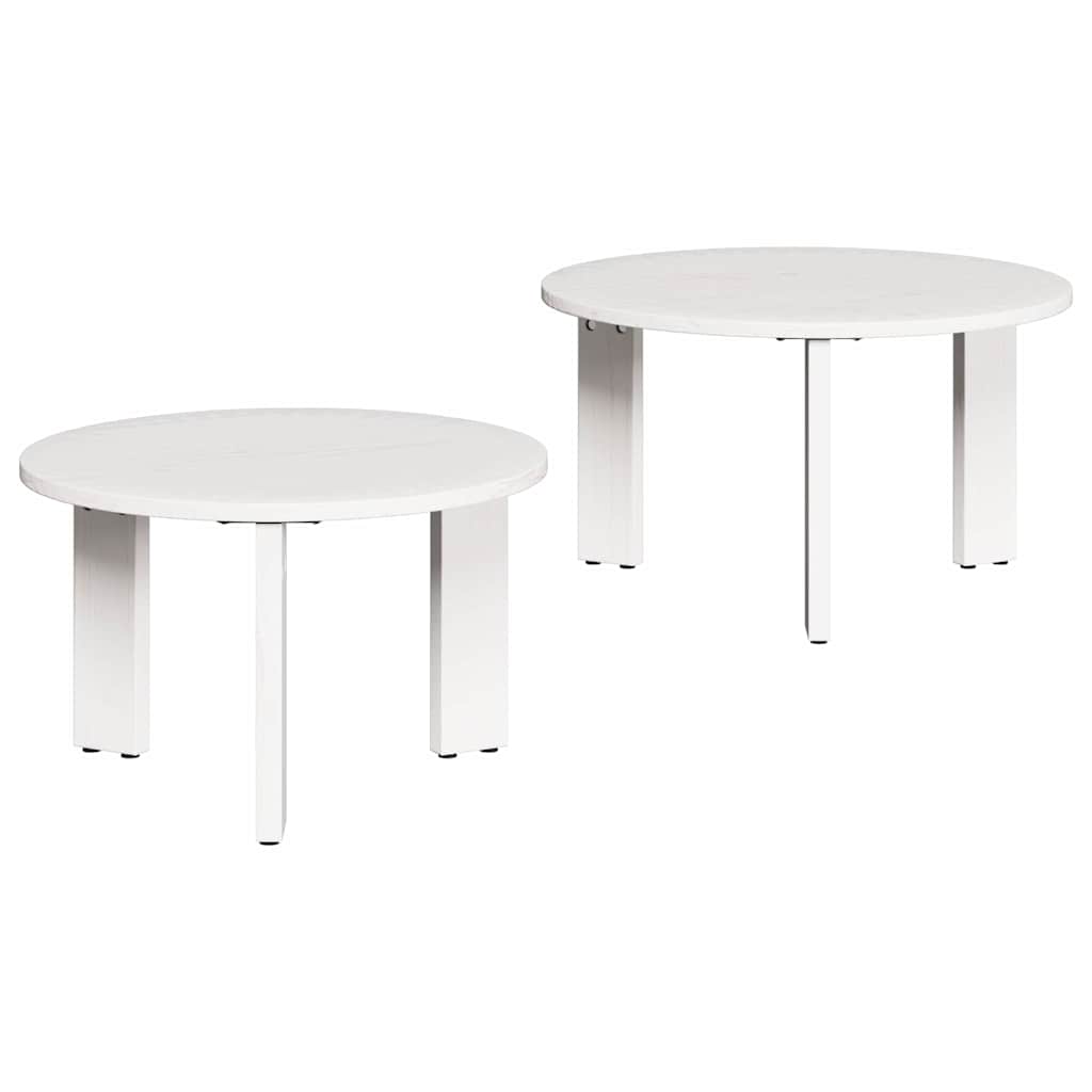 vidaXL Stolik kawowy 2 pcs Biały Lite drewno sosnowe