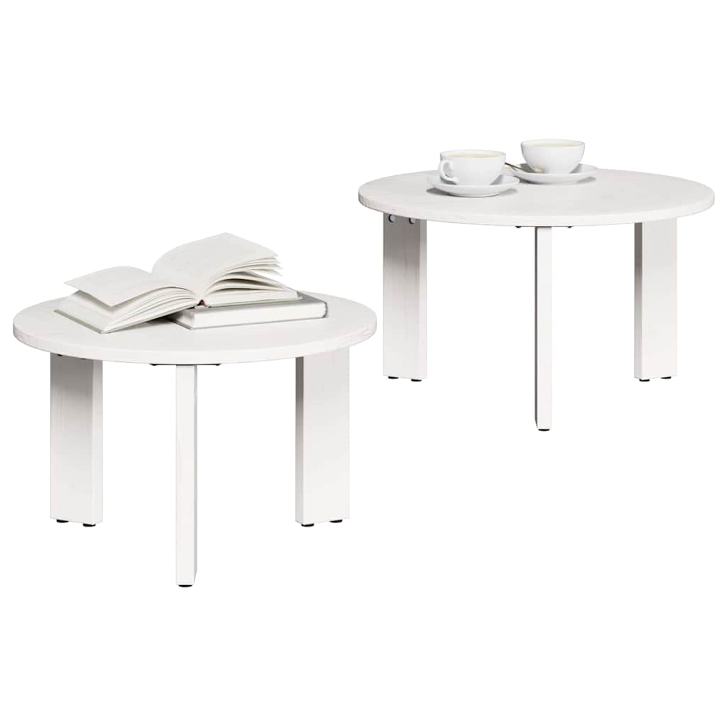vidaXL Stolik kawowy 2 pcs Biały Lite drewno sosnowe