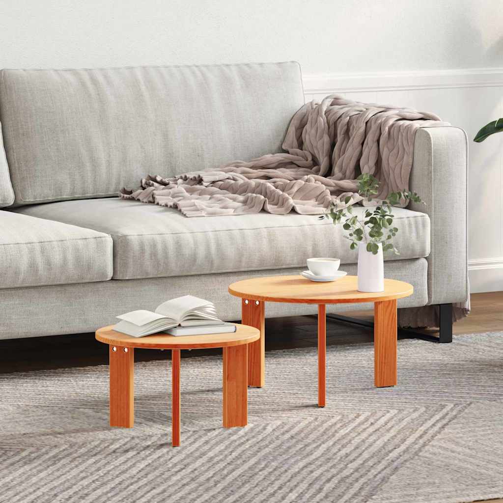 vidaXL Stolik kawowy 2 pcs Woskowy Brąz Lite drewno sosnowe