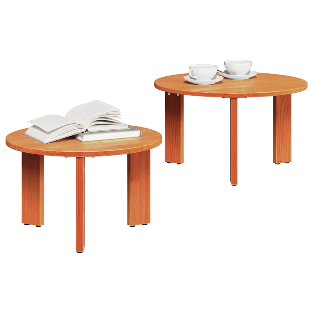 vidaXL Stolik kawowy 2 pcs Woskowy Brąz Lite drewno sosnowe