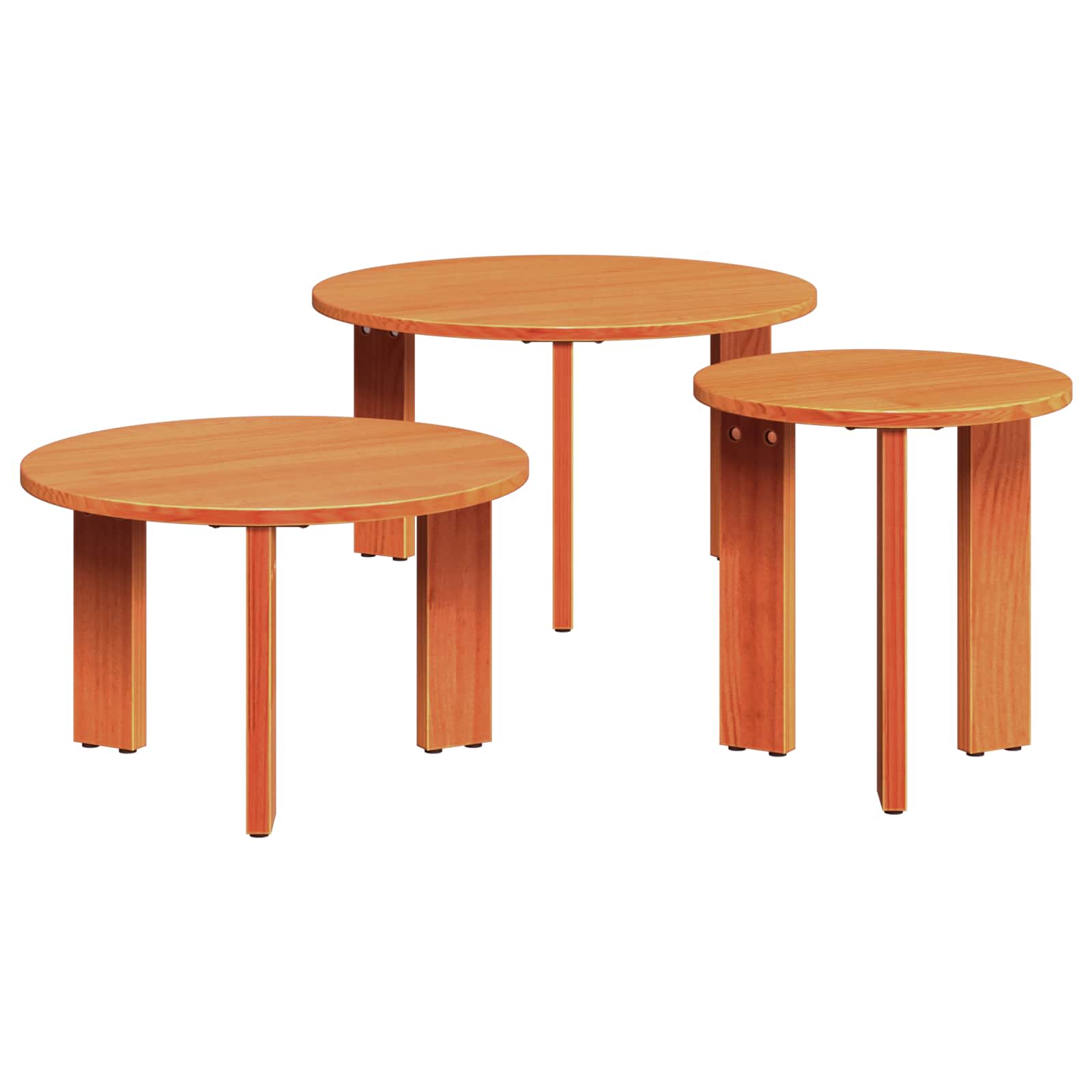 vidaXL Stolik kawowy 3 pcs Woskowy Brąz Lite drewno sosnowe