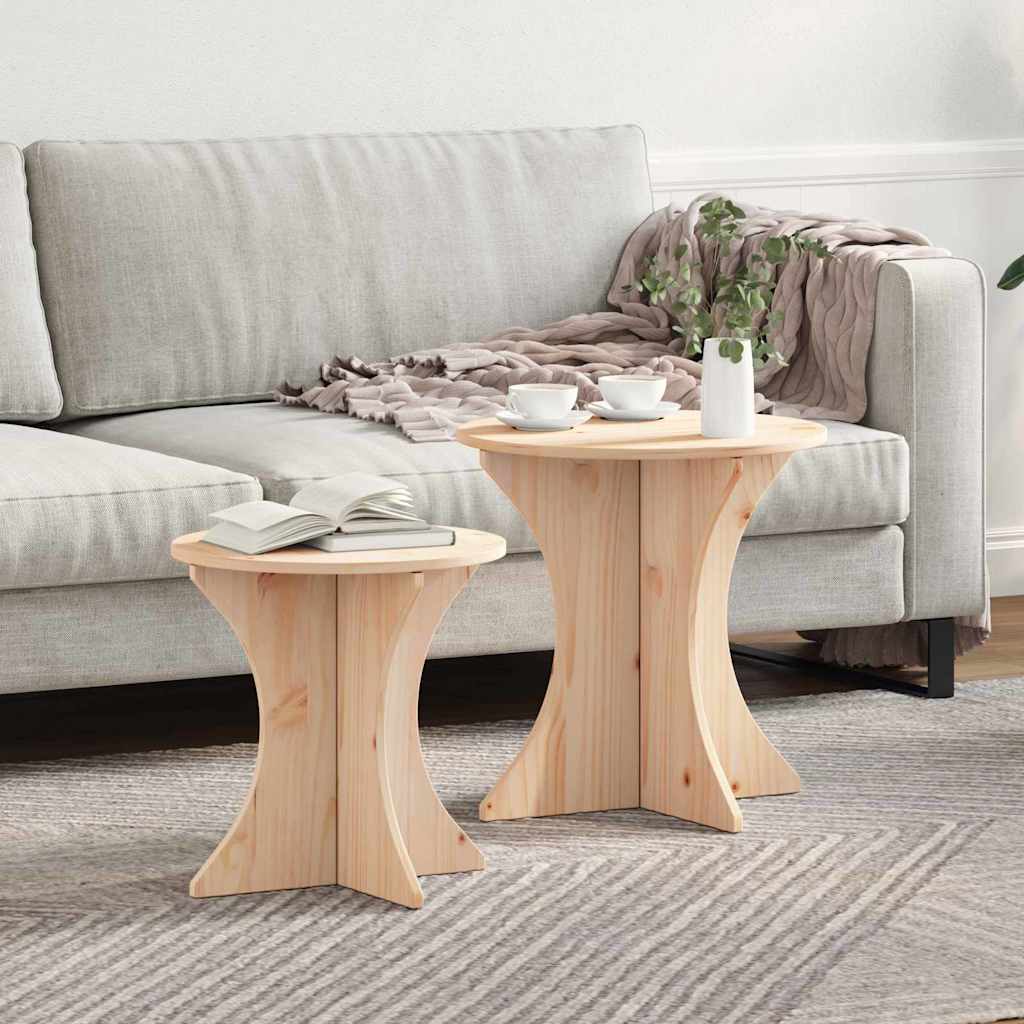 vidaXL Stolik kawowy 2 pcs Naturalny Lite drewno sosnowe