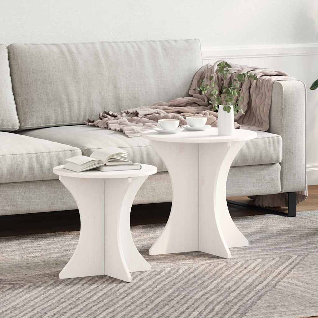 vidaXL Stolik kawowy 2 pcs Biały Lite drewno sosnowe