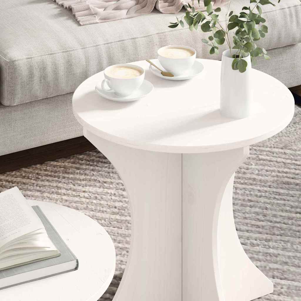 vidaXL Stolik kawowy 2 pcs Biały Lite drewno sosnowe