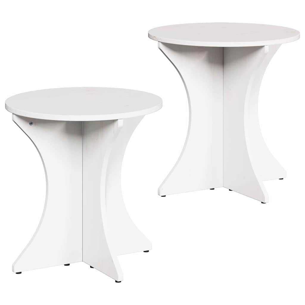 vidaXL Stolik kawowy 2 pcs Biały Lite drewno sosnowe