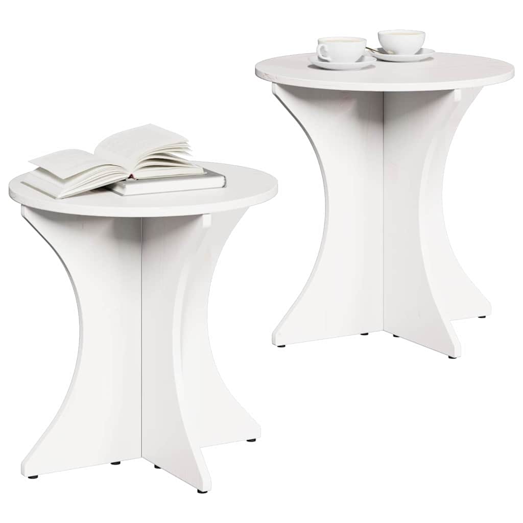 vidaXL Stolik kawowy 2 pcs Biały Lite drewno sosnowe