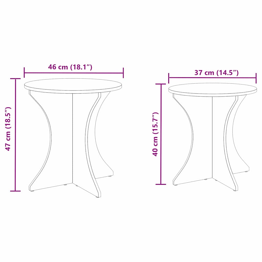 vidaXL Stolik kawowy 2 pcs Biały Lite drewno sosnowe