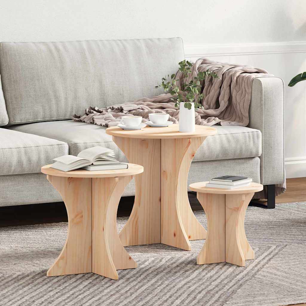 vidaXL Stolik kawowy 3 pcs Naturalny
