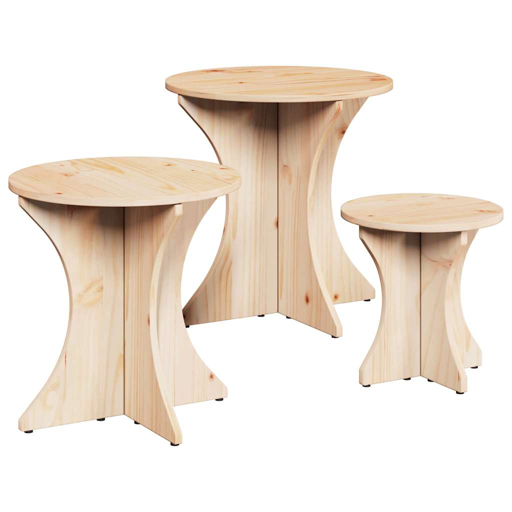 vidaXL Stolik kawowy 3 pcs Naturalny
