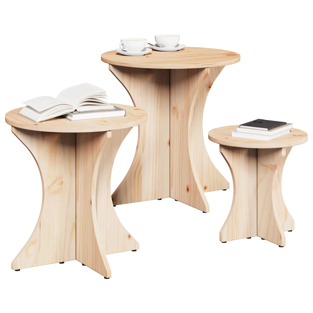 vidaXL Stolik kawowy 3 pcs Naturalny