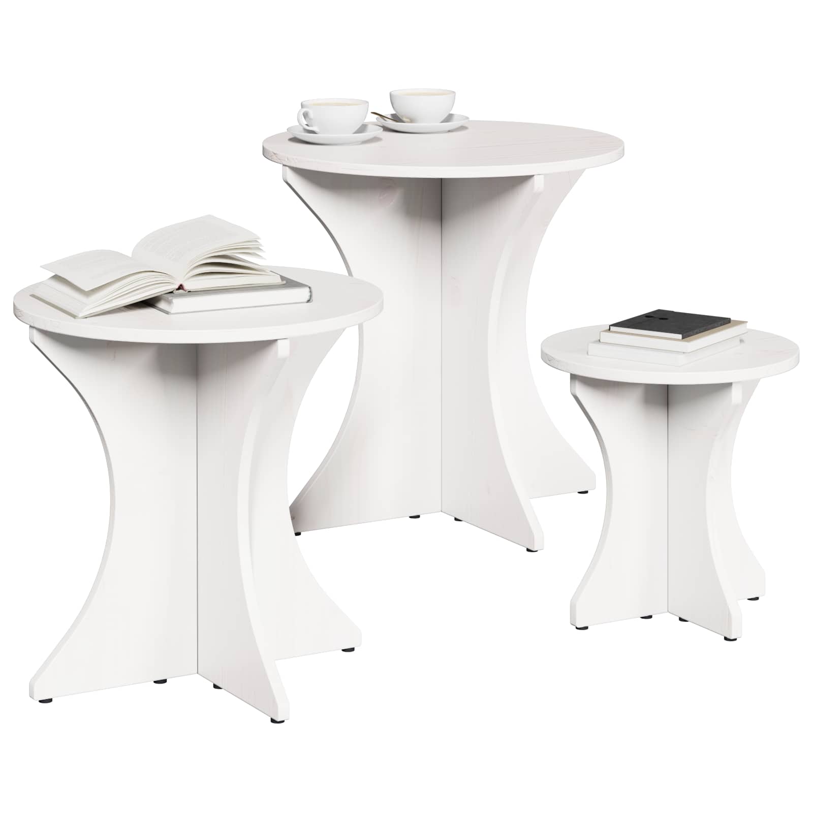 vidaXL Stolik kawowy 3 pcs Biały