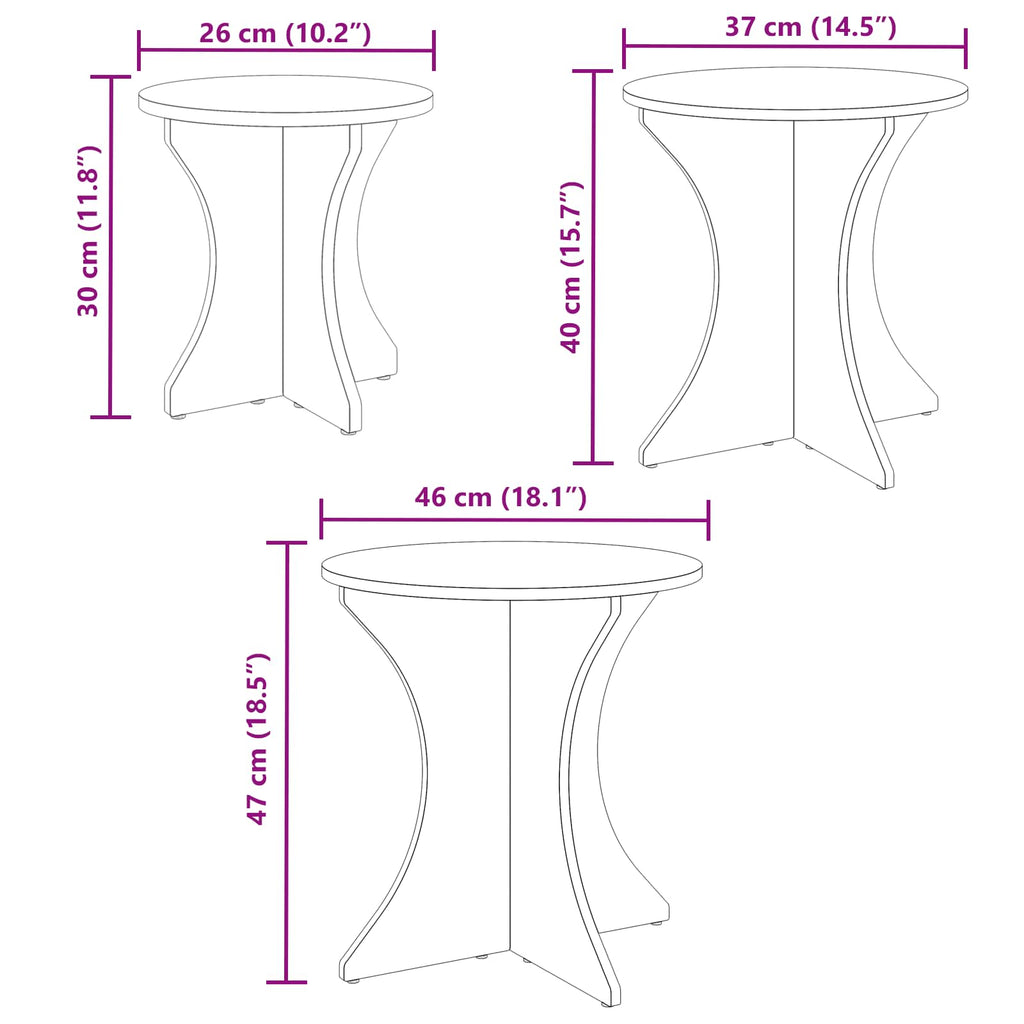 vidaXL Stolik kawowy 3 pcs Biały