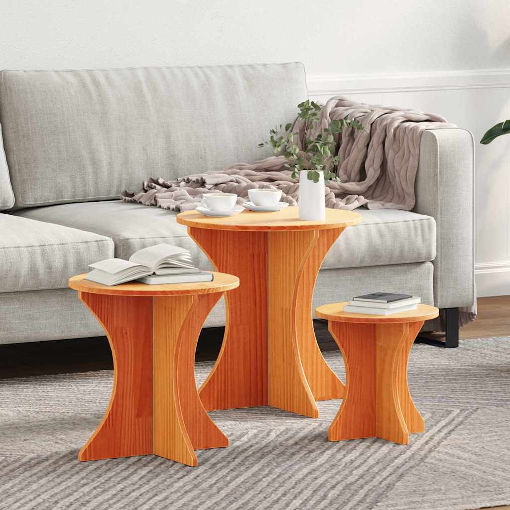 vidaXL Stolik kawowy 3 pcs Woskowy Brąz