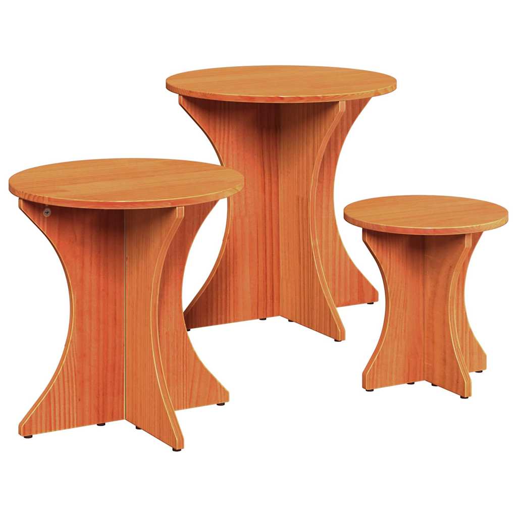 vidaXL Stolik kawowy 3 pcs Woskowy Brąz