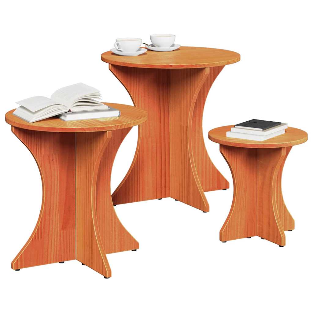 vidaXL Stolik kawowy 3 pcs Woskowy Brąz