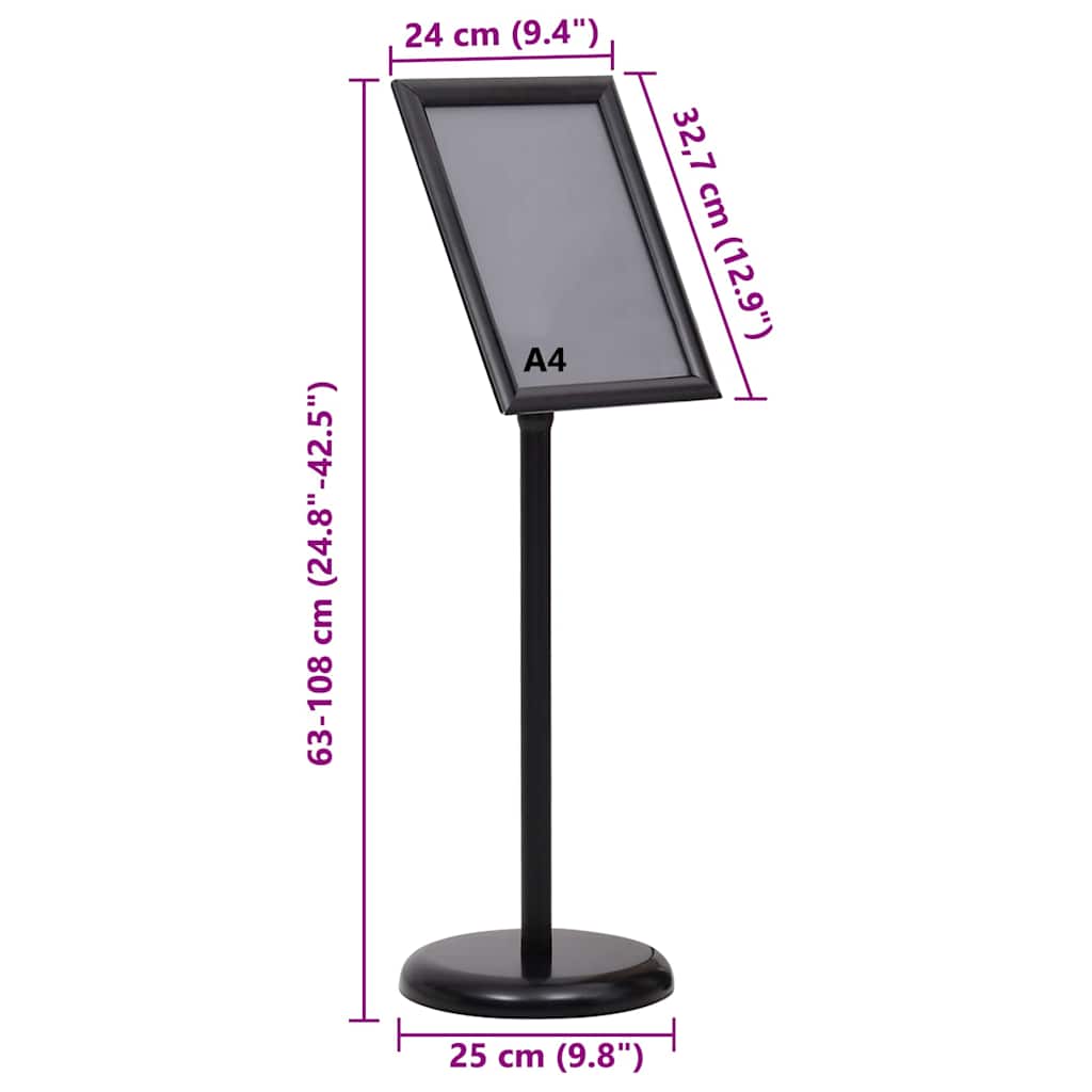 vidaXL Stojaki na plakaty 2 pcs Czarny 32.7 x 24 x 108 cm Aluminium