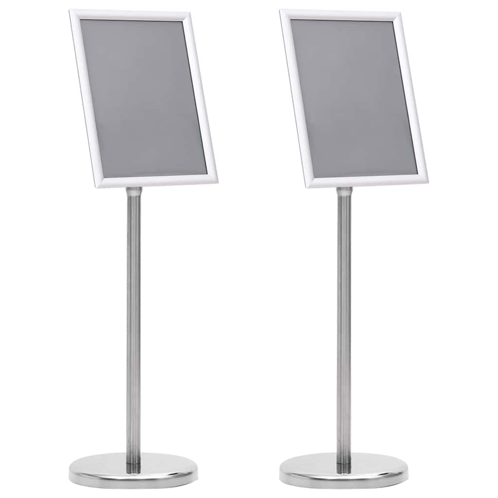 vidaXL Stojaki na plakaty 2 pcs Srebrny 32.7 x 24 x 108 cm Aluminium