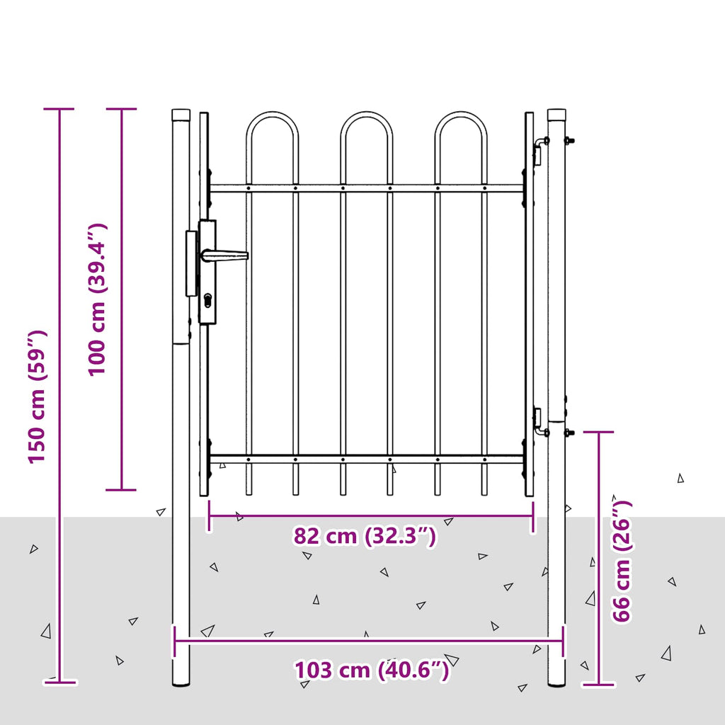 vidaXL Brama ogrodzeniowa BOXTEL 103 x 150 cm Stal malowana proszkowo