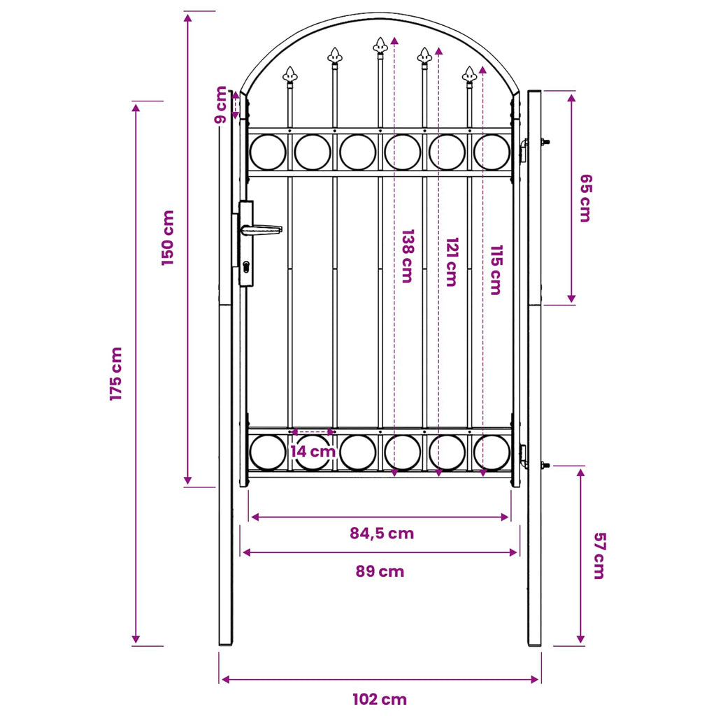 vidaXL Brama ogrodzeniowa ASSEN 100 x 150 cm Stal malowana proszkowo