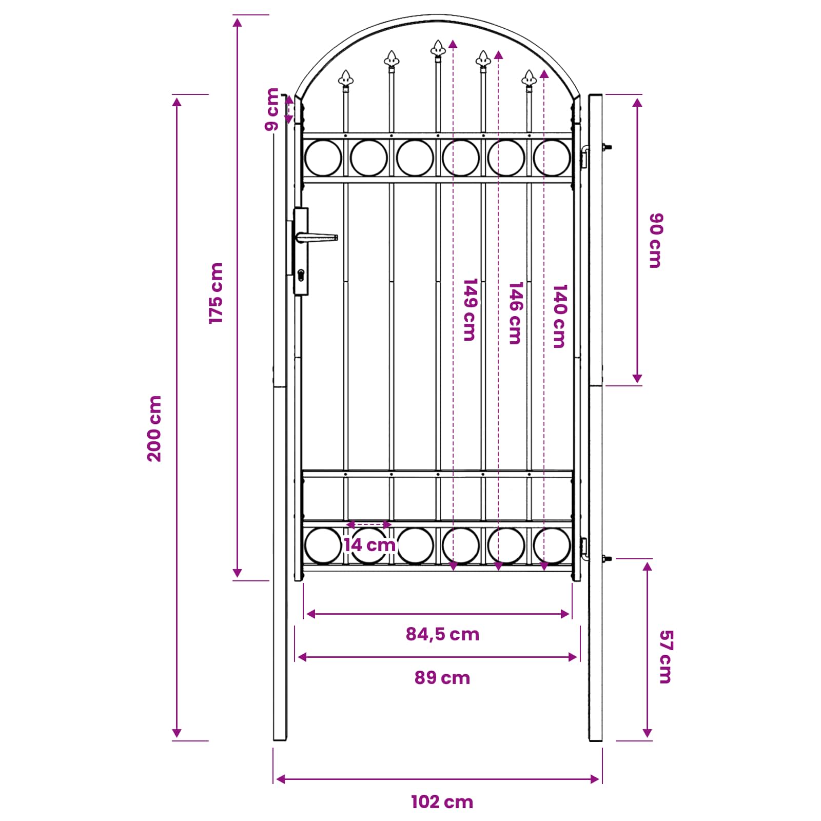 vidaXL Brama ogrodzeniowa ASSEN 100 x 175 cm Stal malowana proszkowo