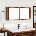 vidaXL Lustro LED w szafce z półką Stare drewno 100 x 12 x 45 cm