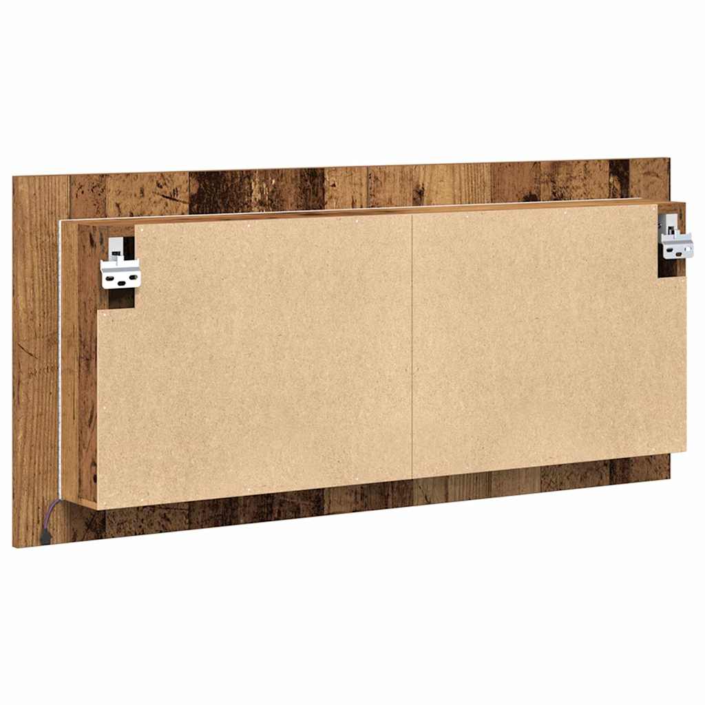 vidaXL Lustro LED w szafce z półką Stare drewno 100 x 12 x 45 cm