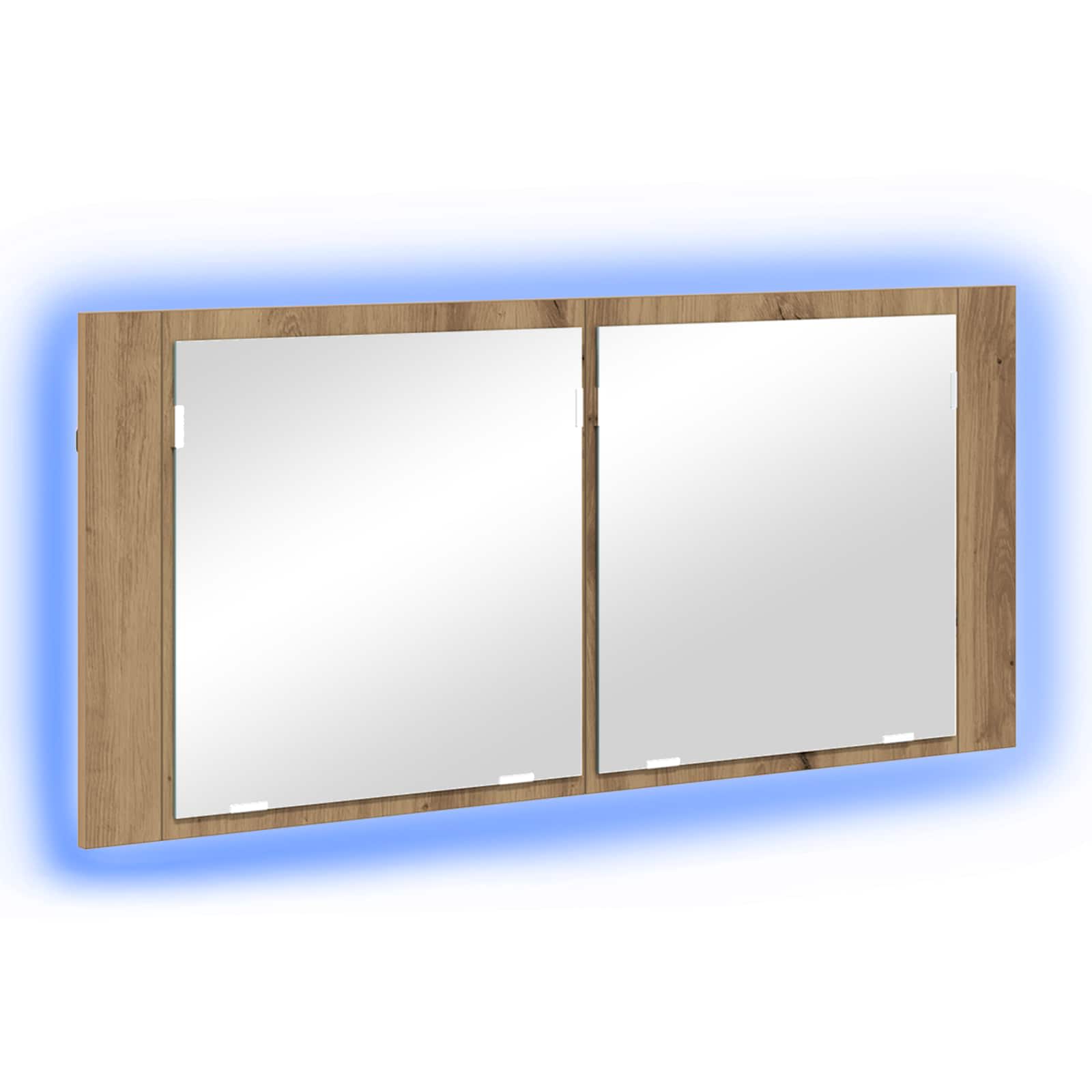 vidaXL Lustro LED w szafce z półką Dąb rzemieślniczy 100 x 12 x 45 cm
