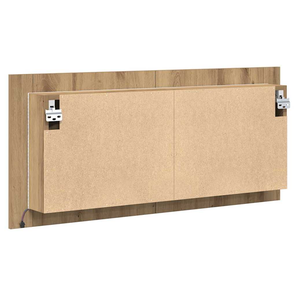 vidaXL Lustro LED w szafce z półką Dąb rzemieślniczy 100 x 12 x 45 cm