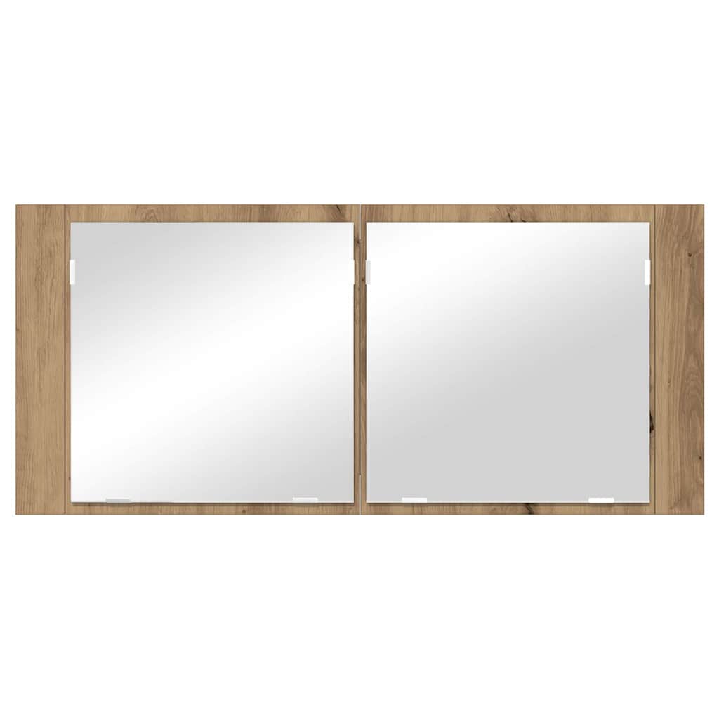 vidaXL Lustro LED w szafce z półką Dąb rzemieślniczy 100 x 12 x 45 cm