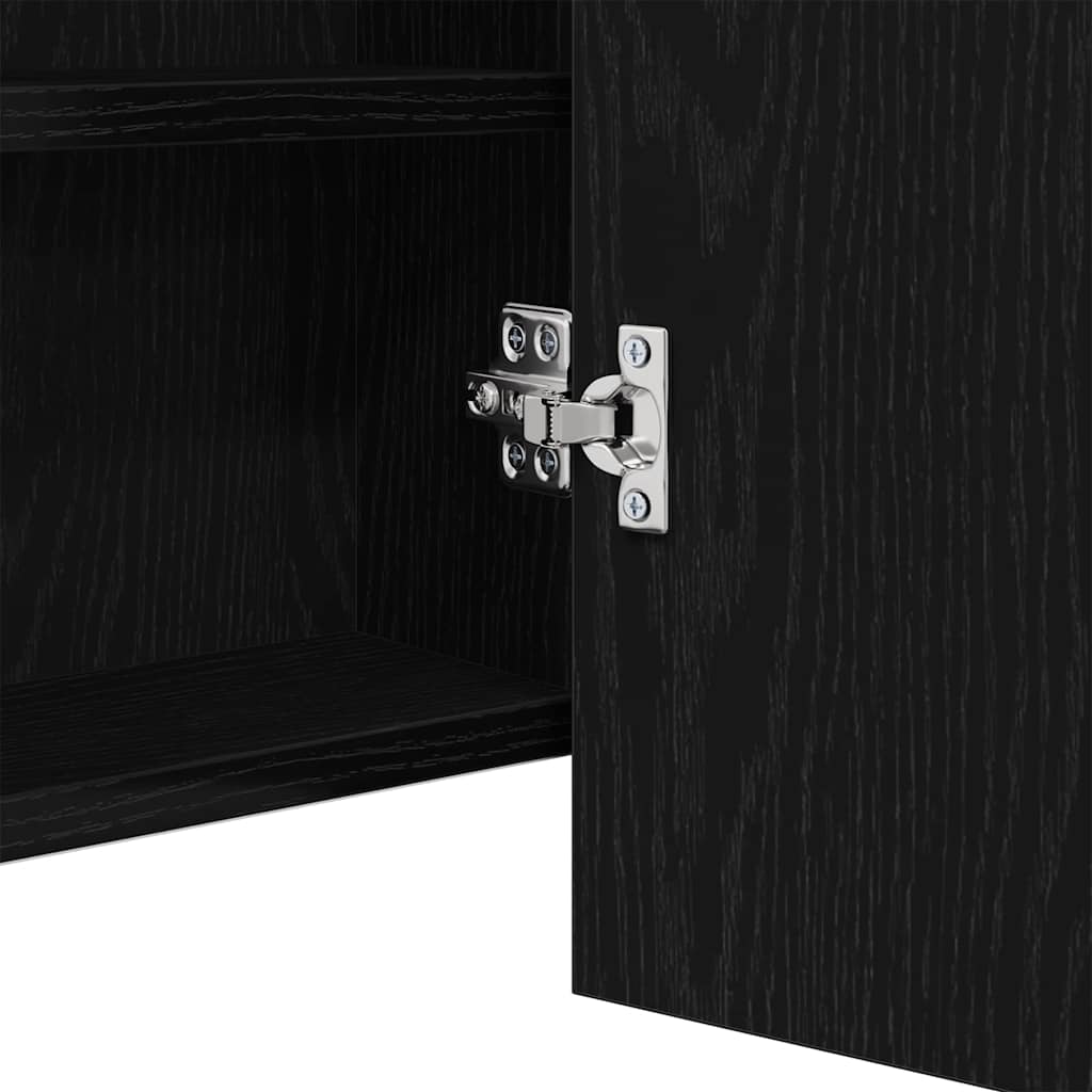 vidaXL Lustro LED w szafce z półką Czarny Dąb 100 x 12 x 45 cm